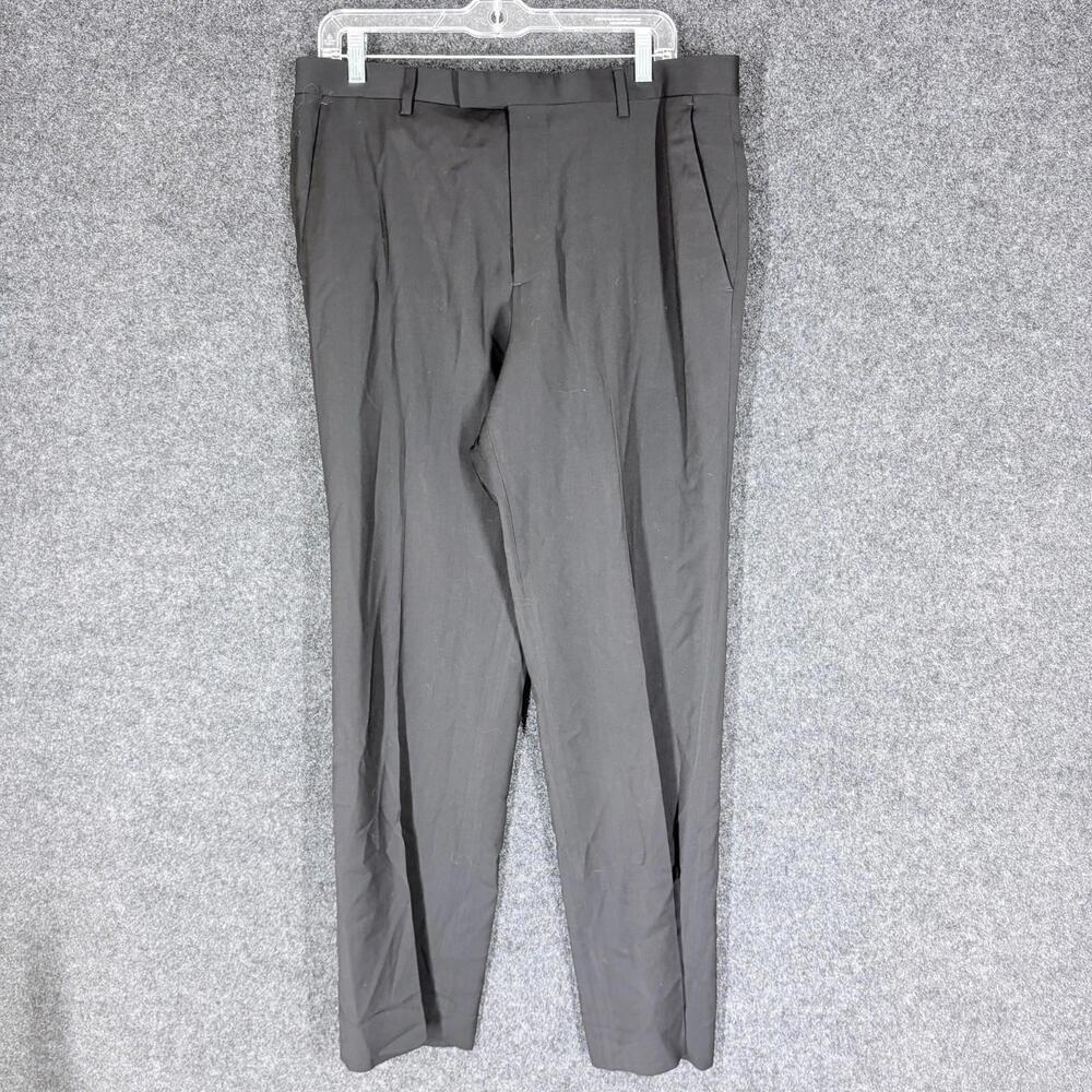 Banana Republic Dress Pants Men 36/32 Black High Rise Pleated Straight Pockets